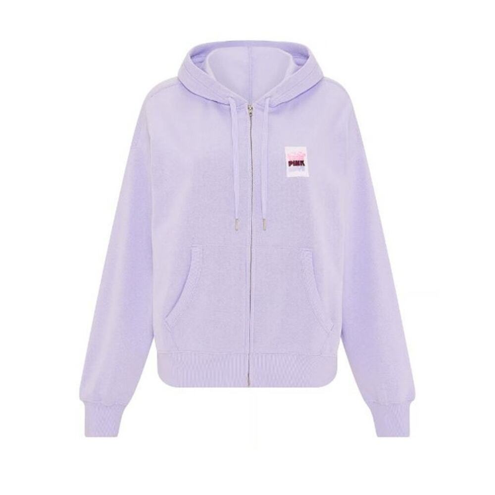 Victoria's Secret VS PINK Friday Purple Full Zip Campus Fleece Hoodie - Small